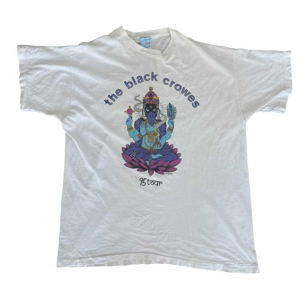 The Black Crowes 1995 Tour T Shirt Alan Forbes Ganesh XL White USA vintage